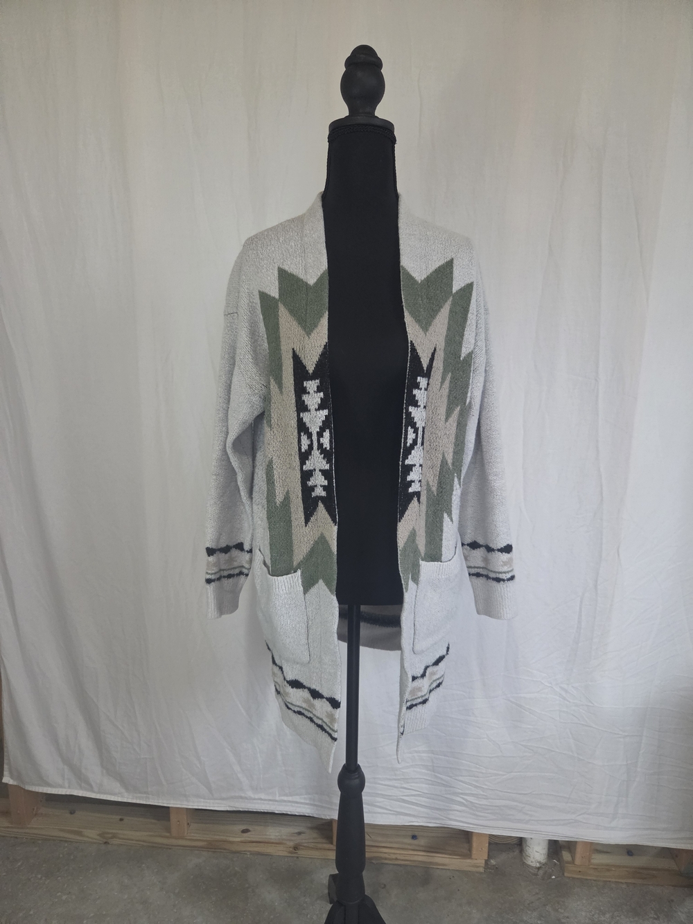 Open-Front Aztec Knit Cardigan